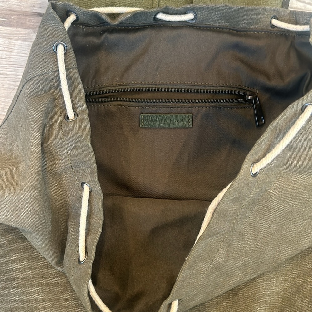 Zara Men Canvas Drawstring Backback Rucksack - Picture 4 of 5